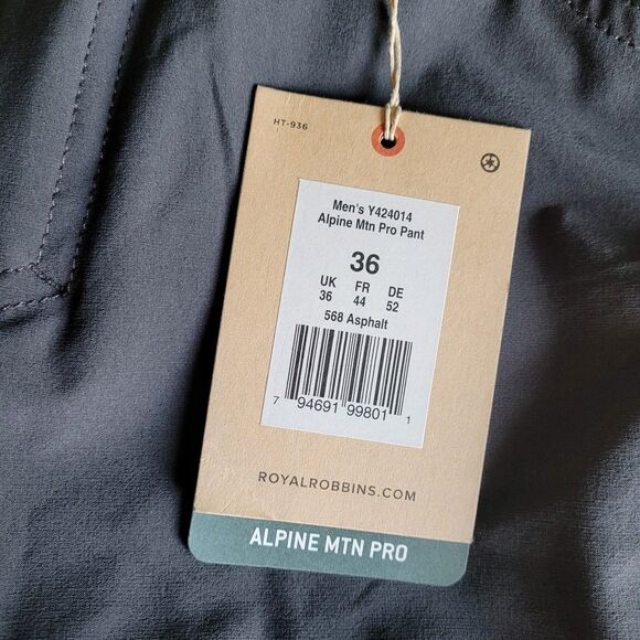 Royal Robbins Men Alpine Mtn Pro Gray Pant 36X32 Hiking Outdoors Performance Nwt - Picture 2 of 11